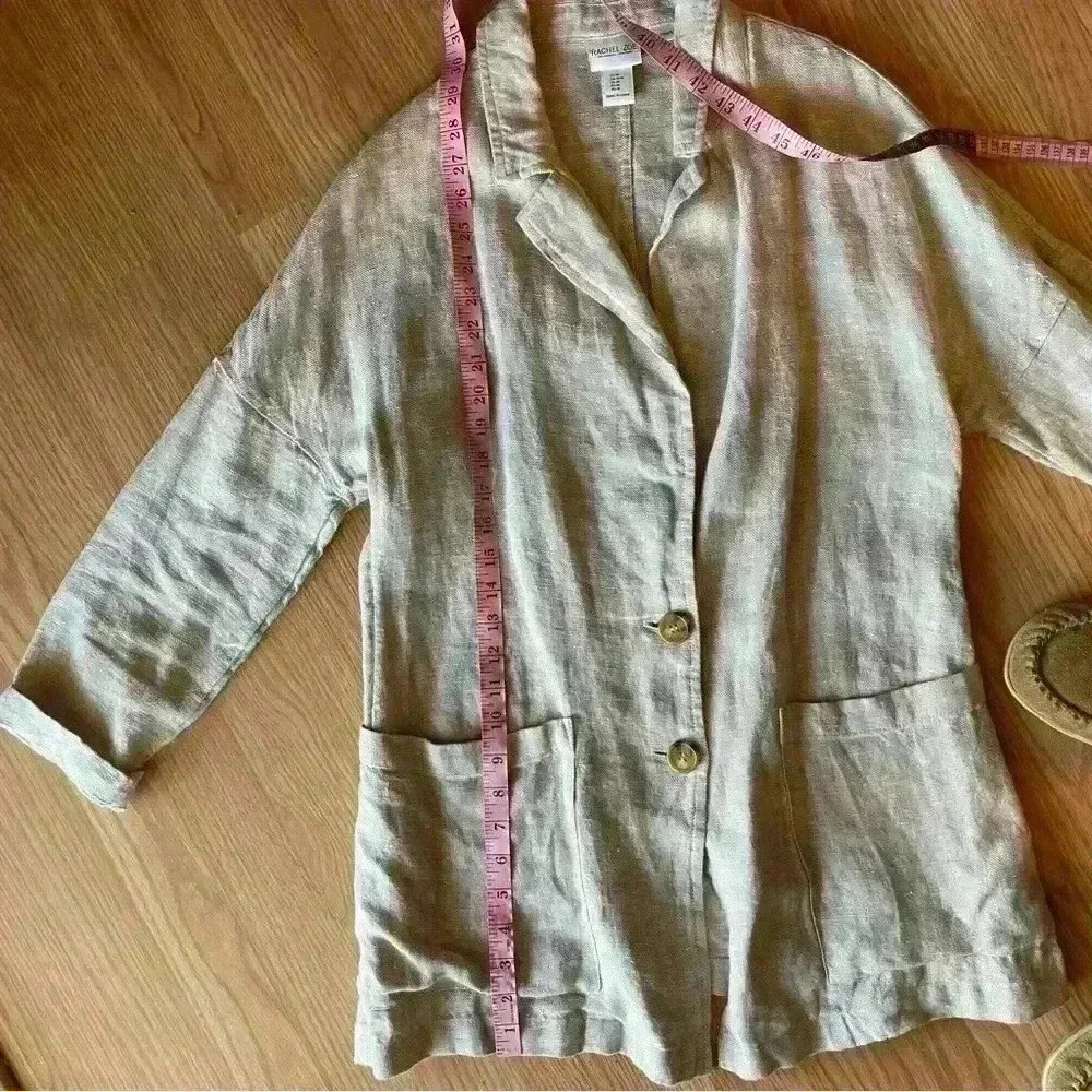 Rachel Zoe Linen Blazer Women’s Size M Beige Lightweight Button Casual Workwear - Picture 8 of 12
